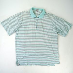 Peter Millar Mens Polo Golf Shirt L Striped Cotton